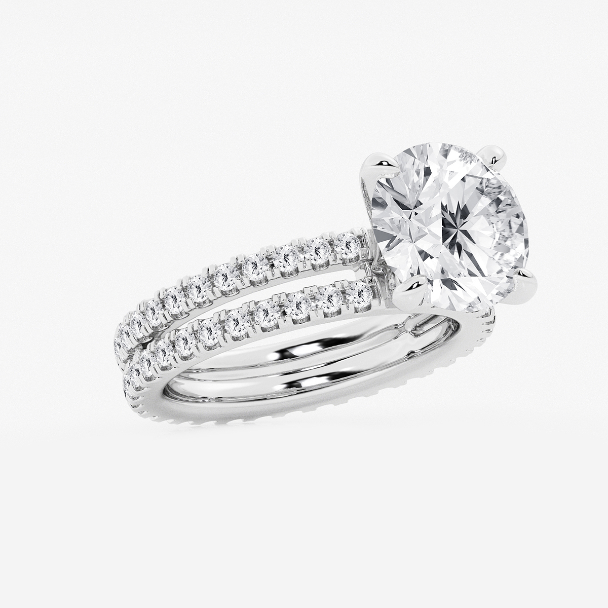 Additional Image 1 for  5 1/5 ctw Round Lab Grown Diamond Split Double Band Eternity Engagement Ring