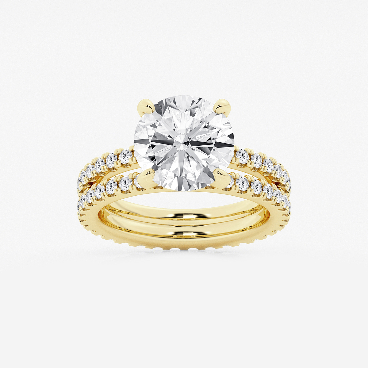 5 1/5 ctw Round Lab Grown Diamond Split Double Band Eternity Engagement Ring