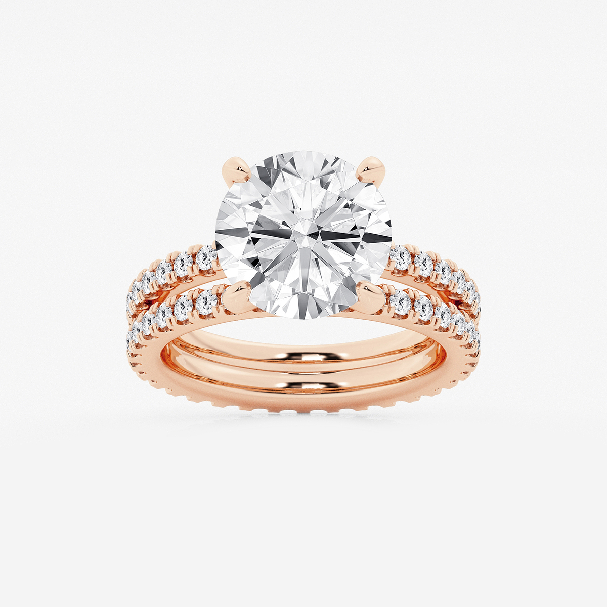 6 1/5 ctw Round Lab Grown Diamond Split Double Band Eternity Engagement Ring