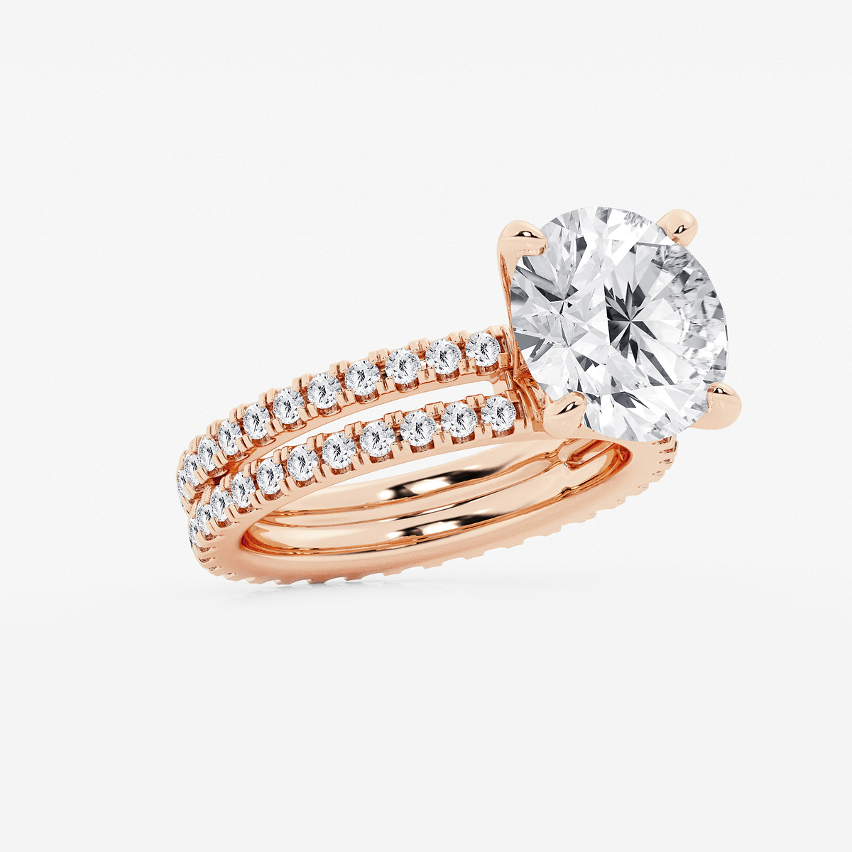 Additional Image 1 for  6 1/5 ctw Round Lab Grown Diamond Split Double Band Eternity Engagement Ring