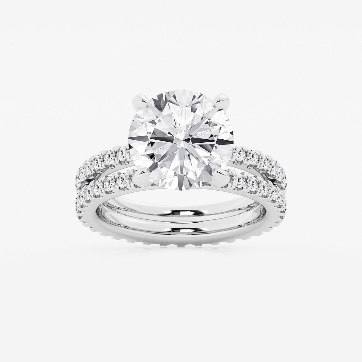 6 1/5 ctw Round Lab Grown Diamond Split Double Band Eternity Engagement Ring