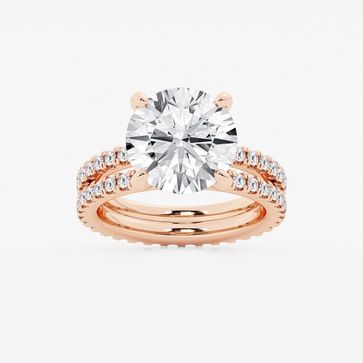7 1/5 ctw Round Lab Grown Diamond Split Double Band Eternity Engagement Ring