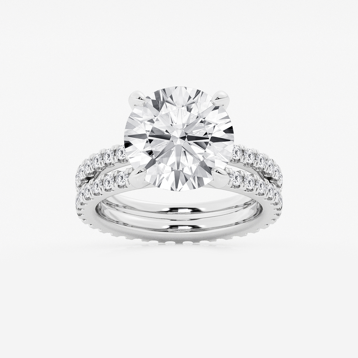 7 1/5 ctw Round Lab Grown Diamond Split Double Band Eternity Engagement Ring