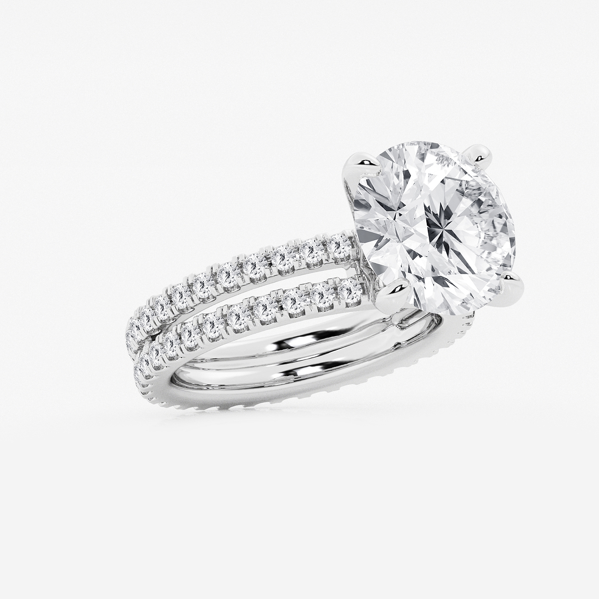 Additional Image 1 for  7 1/5 ctw Round Lab Grown Diamond Split Double Band Eternity Engagement Ring