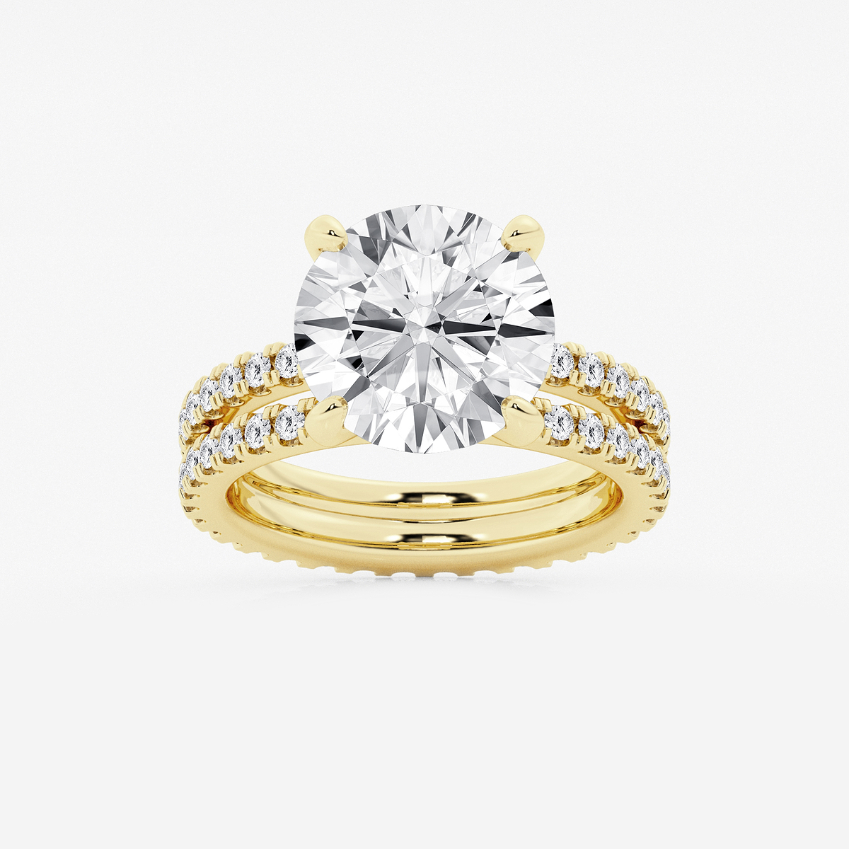 7 1/5 ctw Round Lab Grown Diamond Split Double Band Eternity Engagement Ring