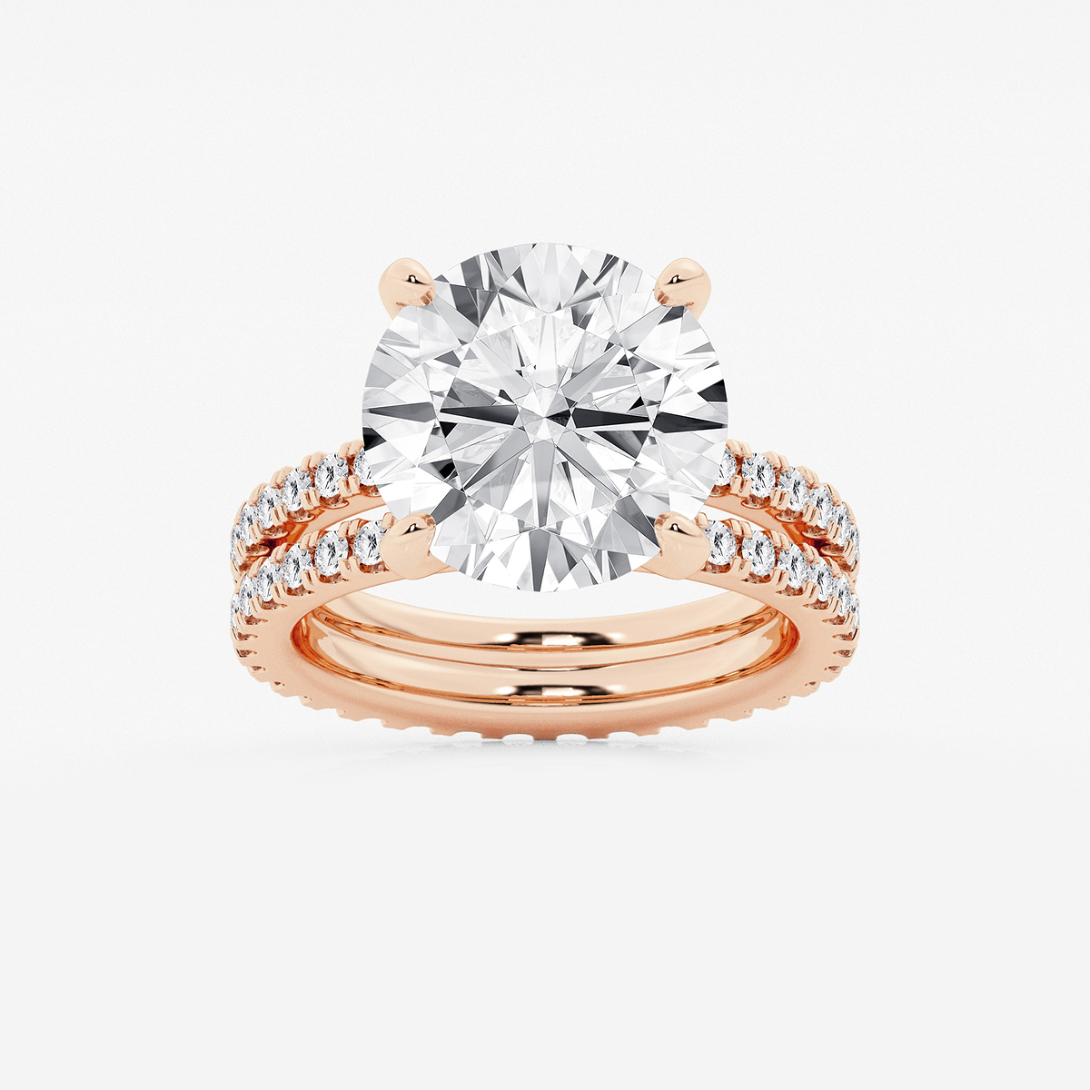 9 1/5 ctw Round Lab Grown Diamond Split Double Band Eternity Engagement Ring