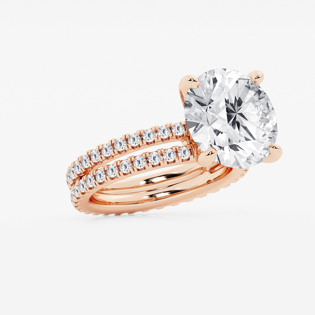 Additional Image 1 for  9 1/5 ctw Round Lab Grown Diamond Split Double Band Eternity Engagement Ring