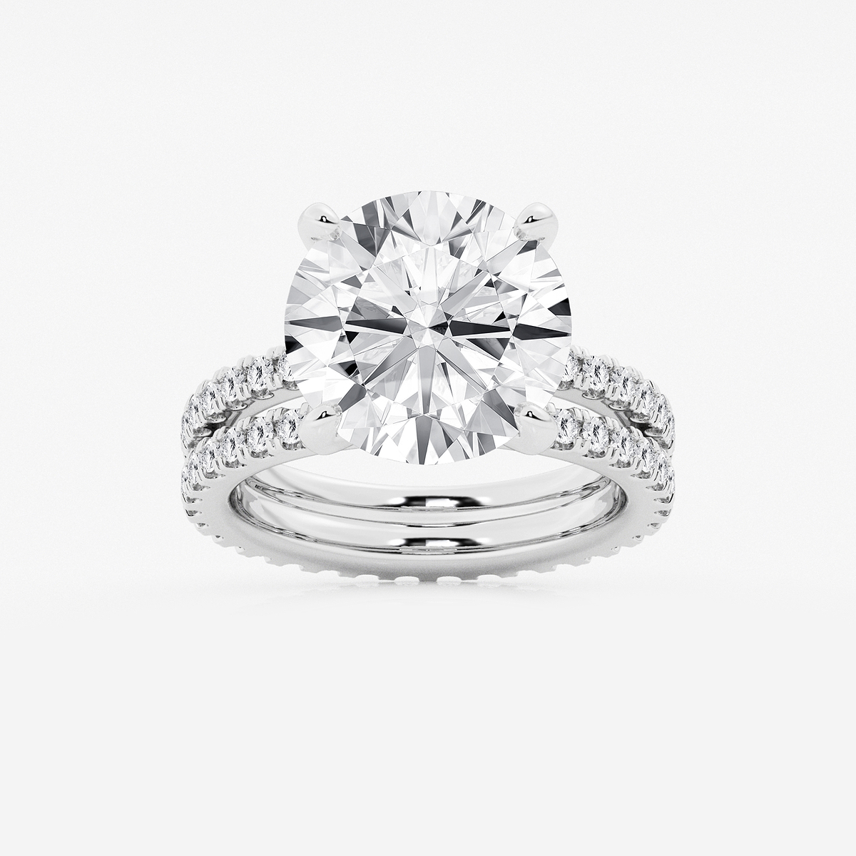 9 1/5 ctw Round Lab Grown Diamond Split Double Band Eternity Engagement Ring