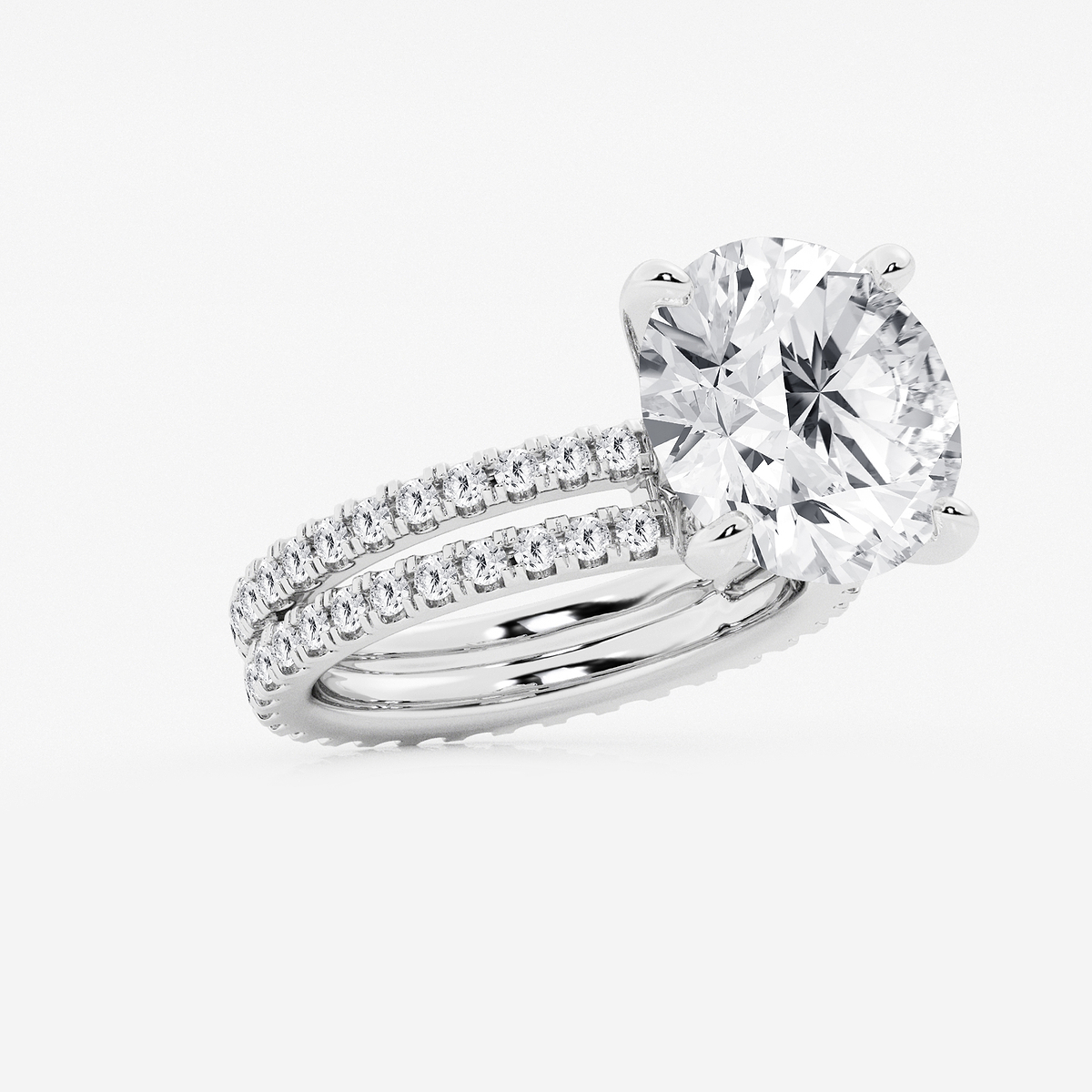 Additional Image 1 for  9 1/5 ctw Round Lab Grown Diamond Split Double Band Eternity Engagement Ring