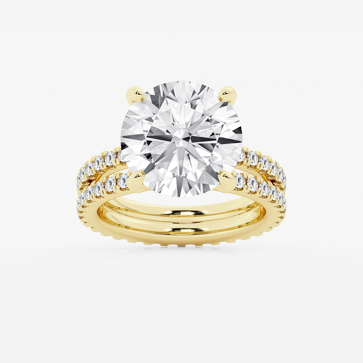 9 1/5 ctw Round Lab Grown Diamond Split Double Band Eternity Engagement Ring