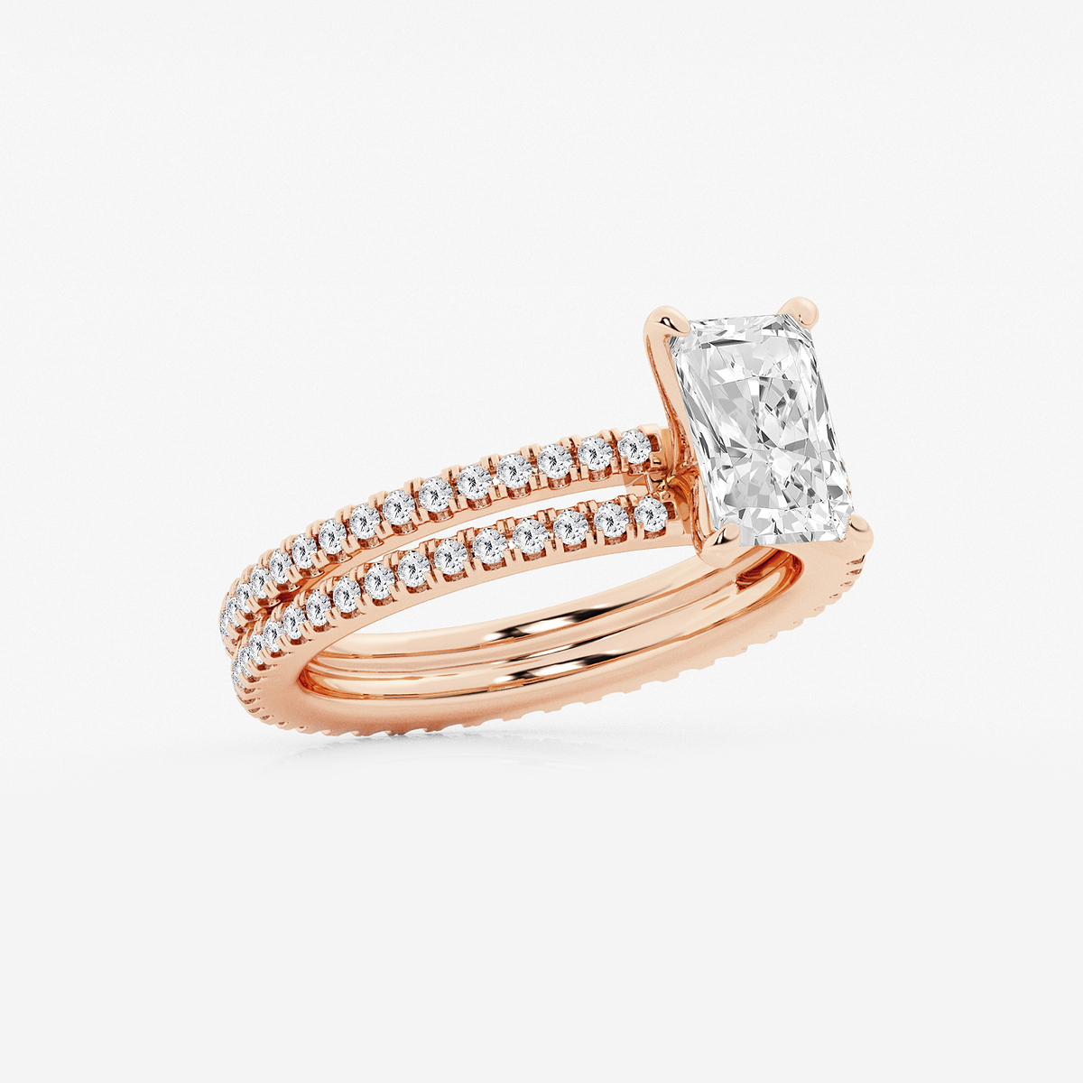 Additional Image 1 for  2 1/5 ctw Radiant Lab Grown Diamond Split Double Band Eternity Engagement Ring