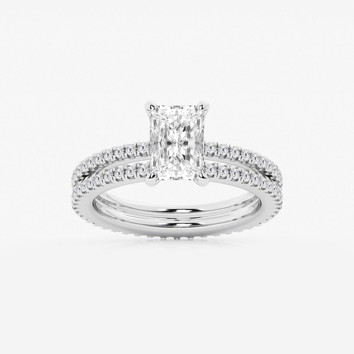 2 1/5 ctw Radiant Lab Grown Diamond Split Double Band Eternity Engagement Ring