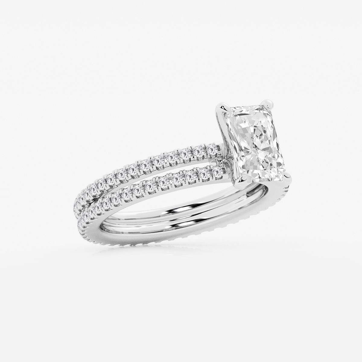 Additional Image 1 for  2 1/5 ctw Radiant Lab Grown Diamond Split Double Band Eternity Engagement Ring