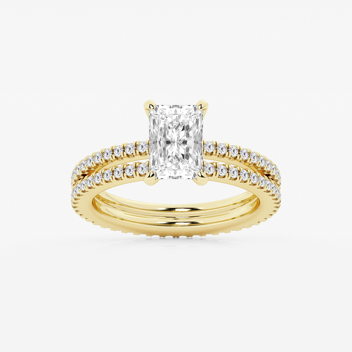 2 1/5 ctw Radiant Lab Grown Diamond Split Double Band Eternity Engagement Ring