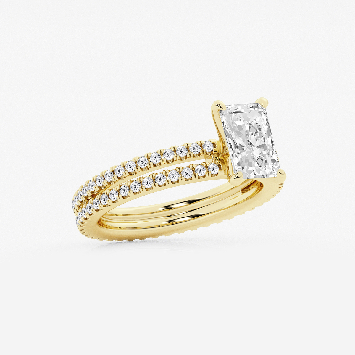 Additional Image 1 for  2 1/5 ctw Radiant Lab Grown Diamond Split Double Band Eternity Engagement Ring