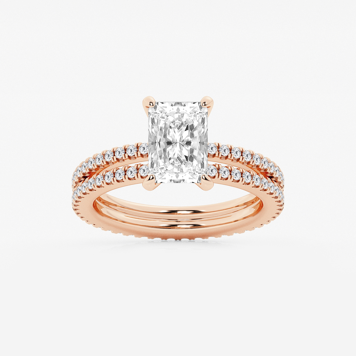 2 3/4 ctw Radiant Lab Grown Diamond Split Double Band Eternity Engagement Ring