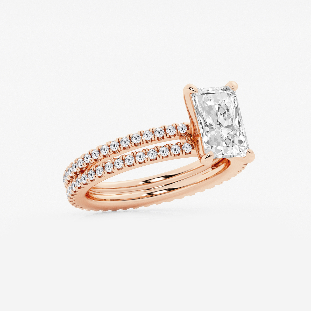 Additional Image 1 for  2 3/4 ctw Radiant Lab Grown Diamond Split Double Band Eternity Engagement Ring