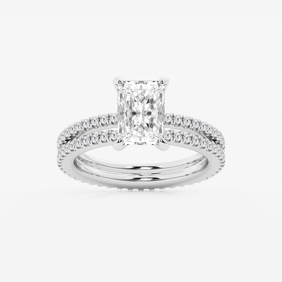 2 3/4 ctw Radiant Lab Grown Diamond Split Double Band Eternity Engagement Ring