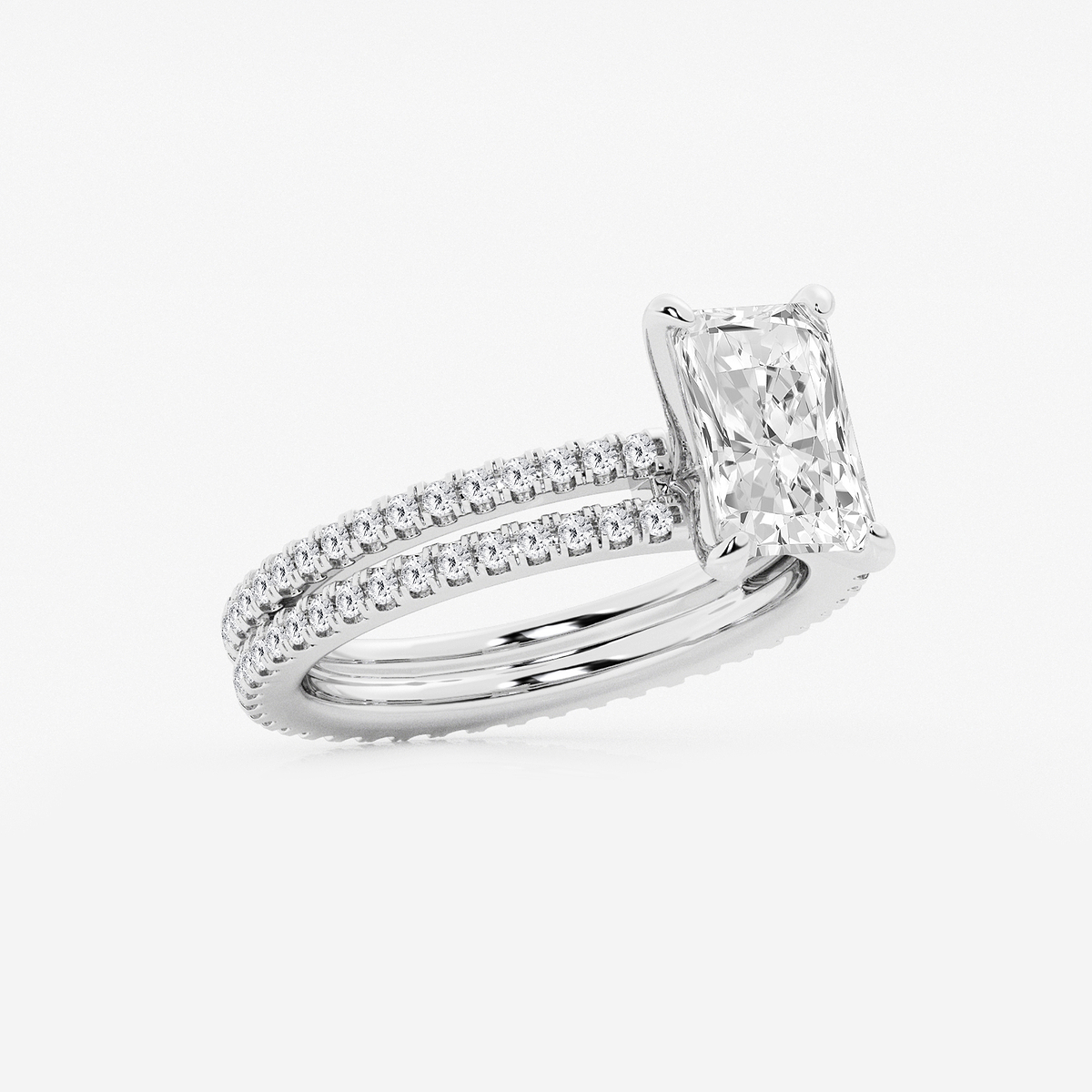 Additional Image 1 for  2 3/4 ctw Radiant Lab Grown Diamond Split Double Band Eternity Engagement Ring