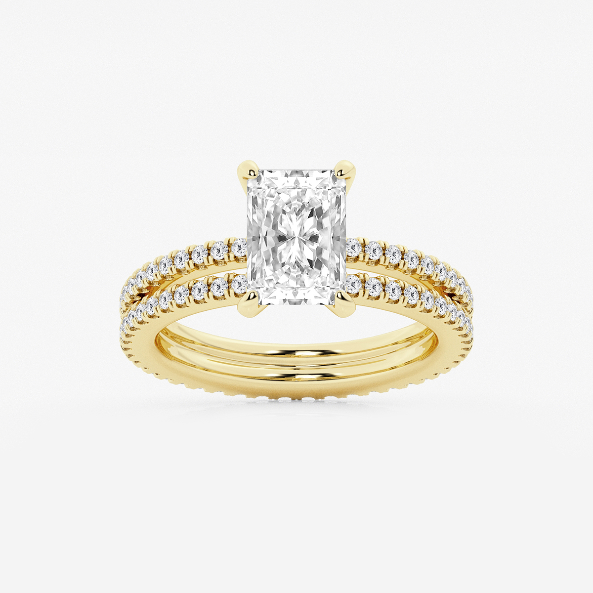 2 3/4 ctw Radiant Lab Grown Diamond Split Double Band Eternity Engagement Ring