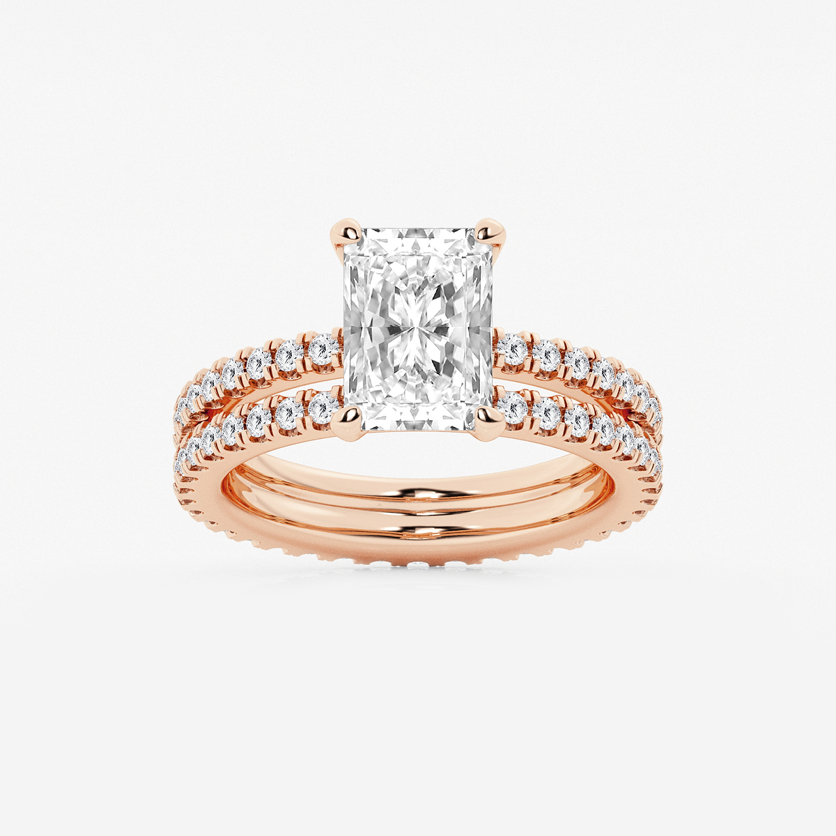 3 2/5 ctw Radiant Lab Grown Diamond Split Double Band Eternity Engagement Ring