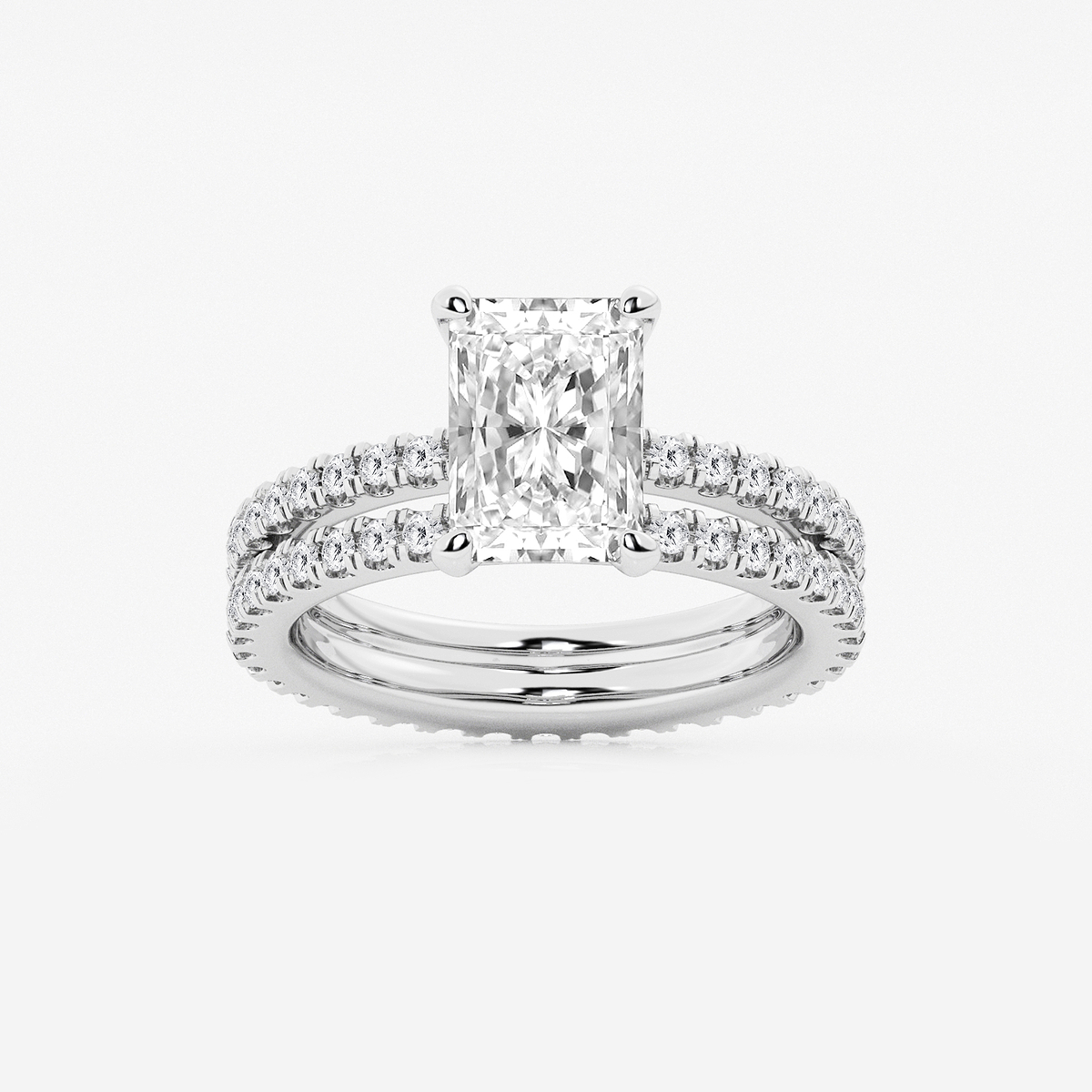 3 2/5 ctw Radiant Lab Grown Diamond Split Double Band Eternity Engagement Ring