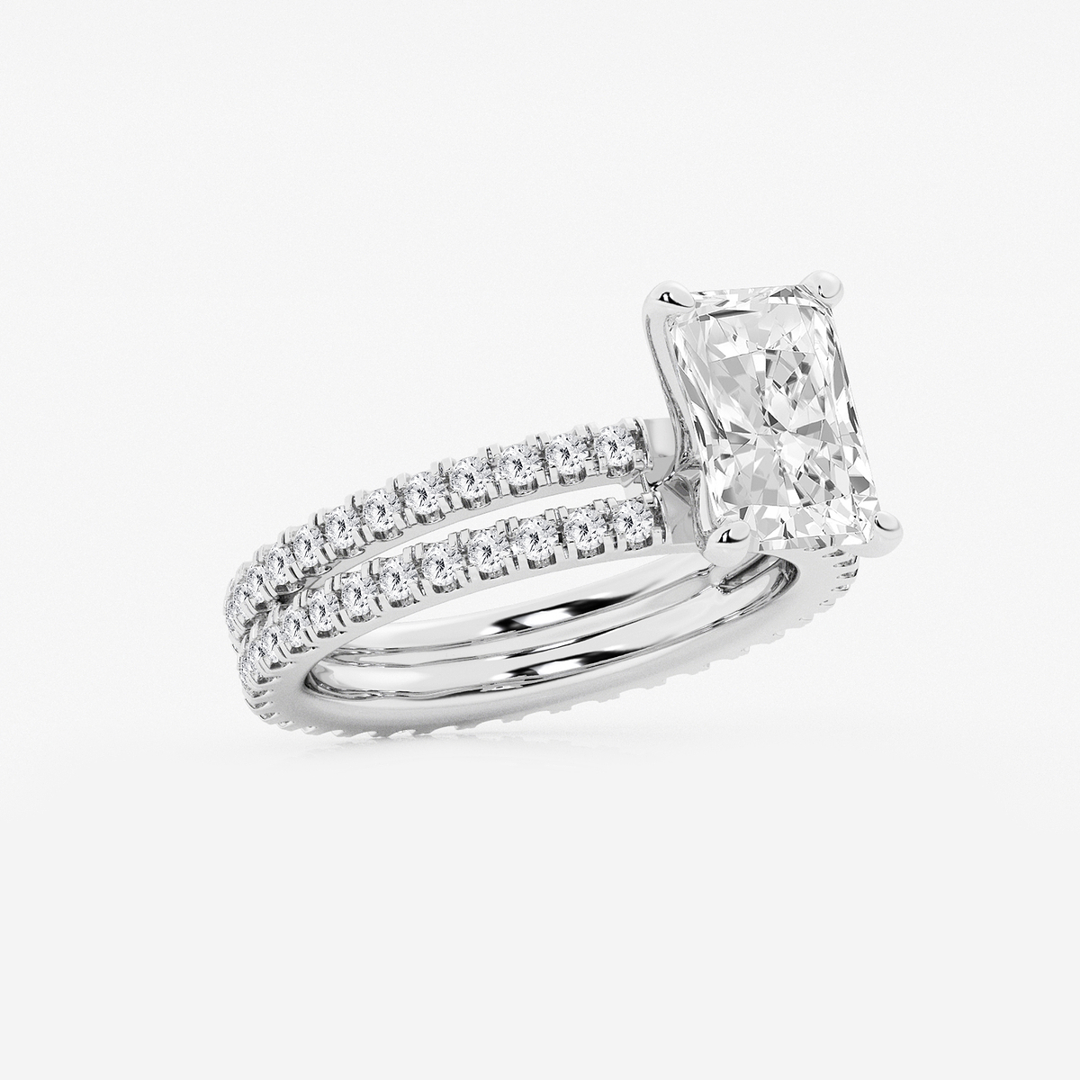 Additional Image 1 for  3 2/5 ctw Radiant Lab Grown Diamond Split Double Band Eternity Engagement Ring