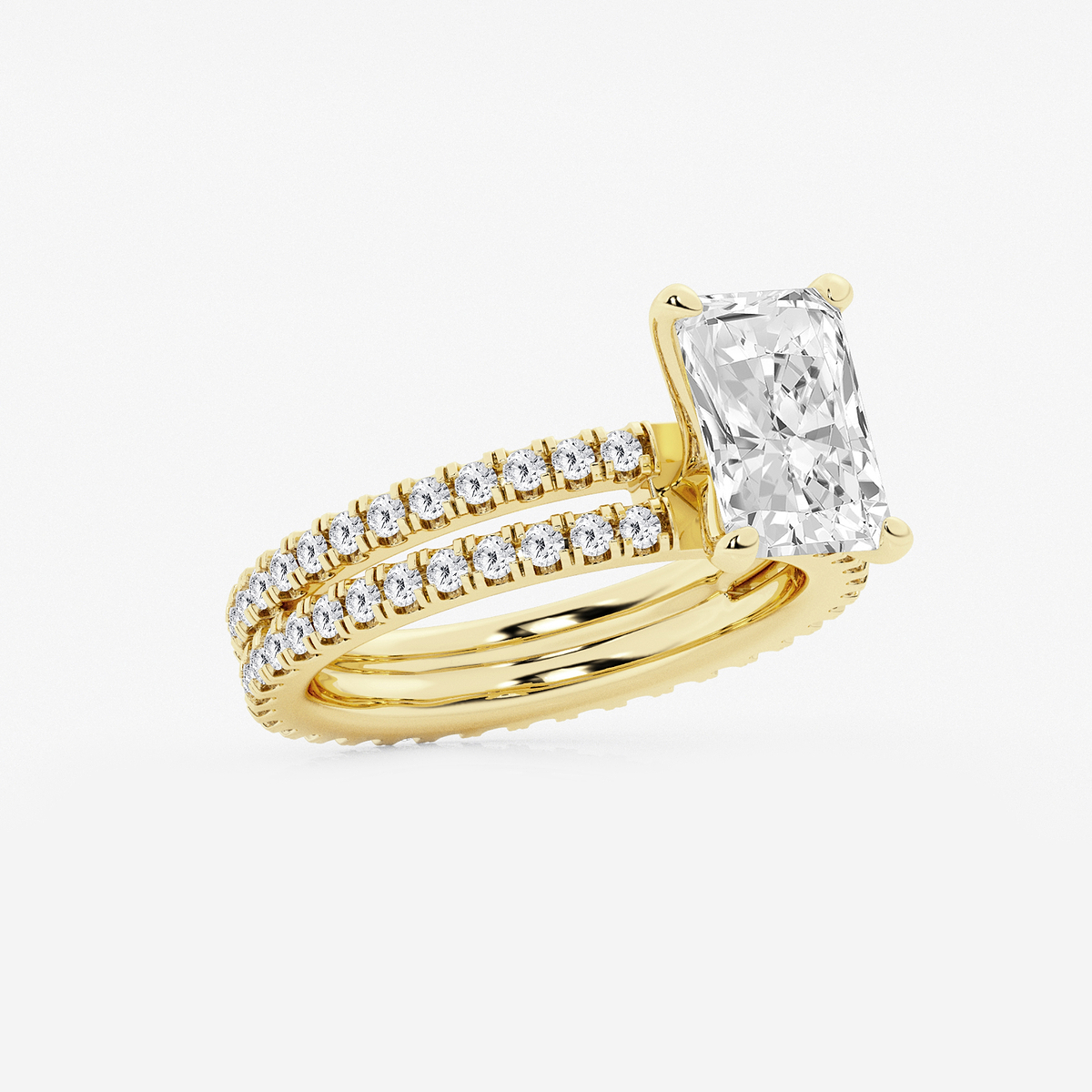 Additional Image 1 for  3 2/5 ctw Radiant Lab Grown Diamond Split Double Band Eternity Engagement Ring