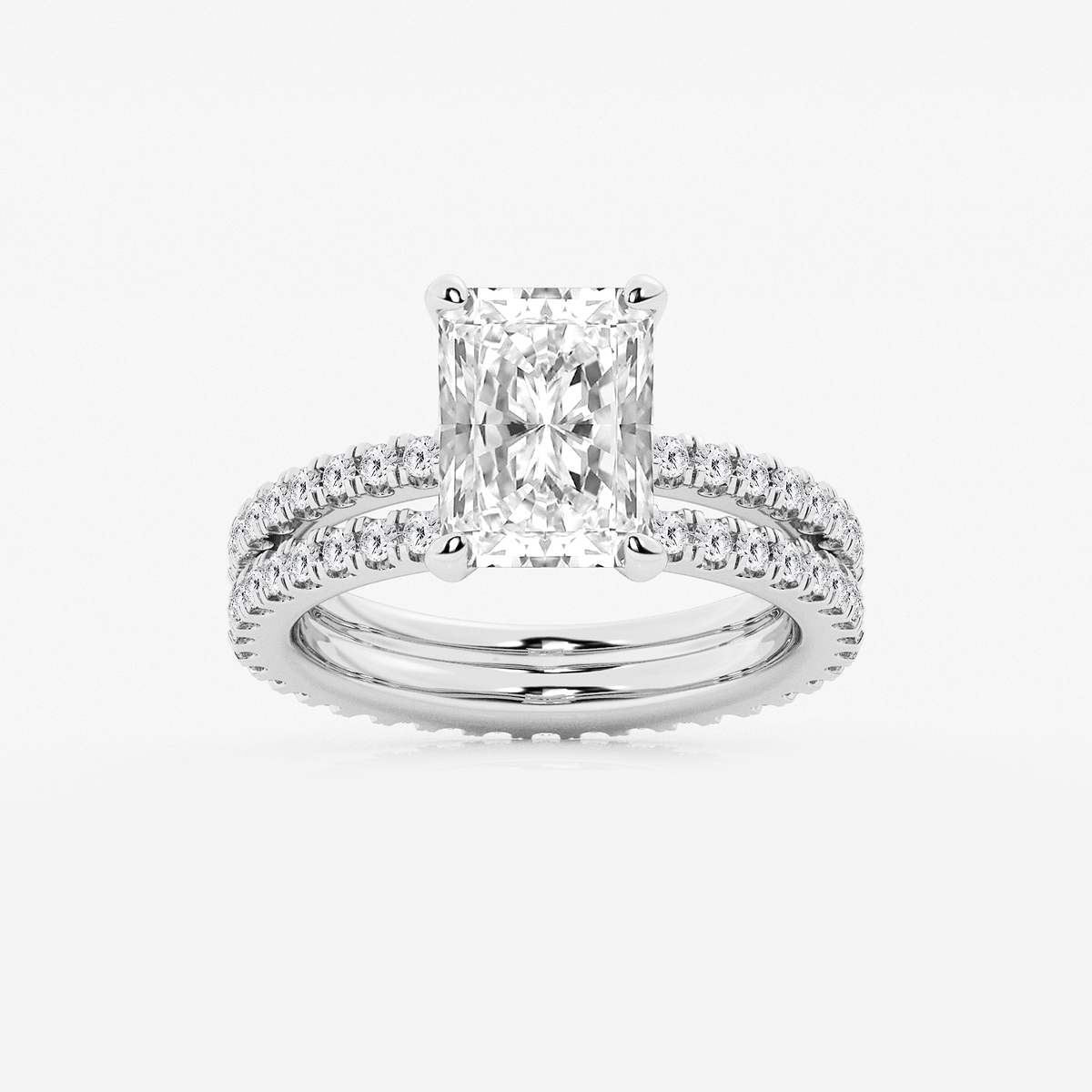 3 7/8 ctw Radiant Lab Grown Diamond Split Double Band Eternity Engagement Ring