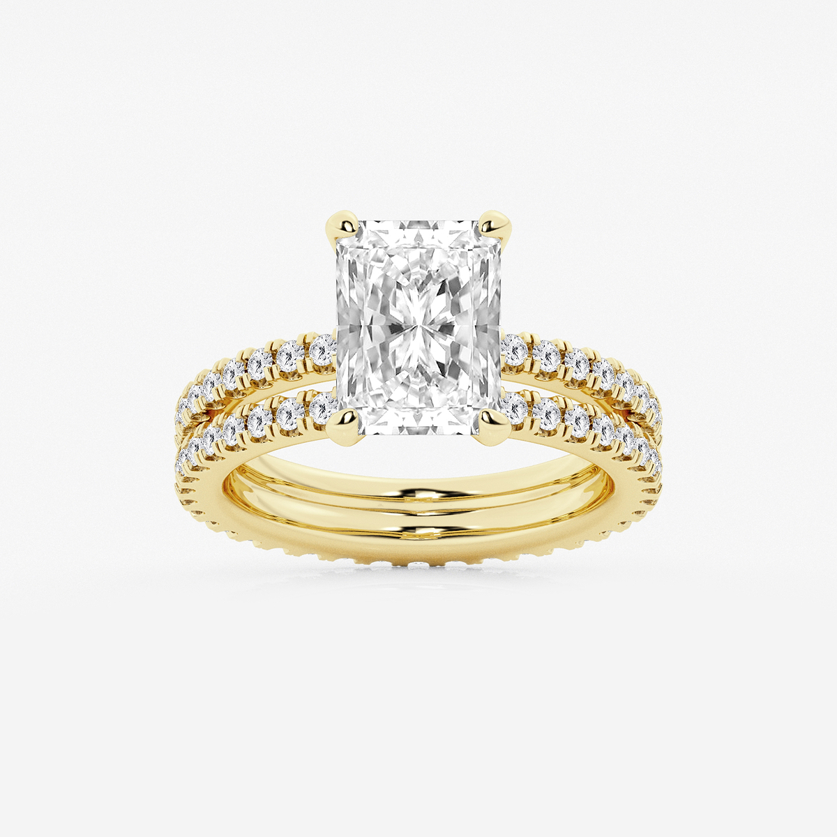 3 7/8 ctw Radiant Lab Grown Diamond Split Double Band Eternity Engagement Ring