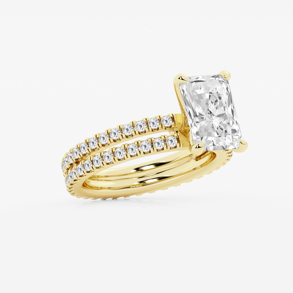Additional Image 1 for  3 7/8 ctw Radiant Lab Grown Diamond Split Double Band Eternity Engagement Ring
