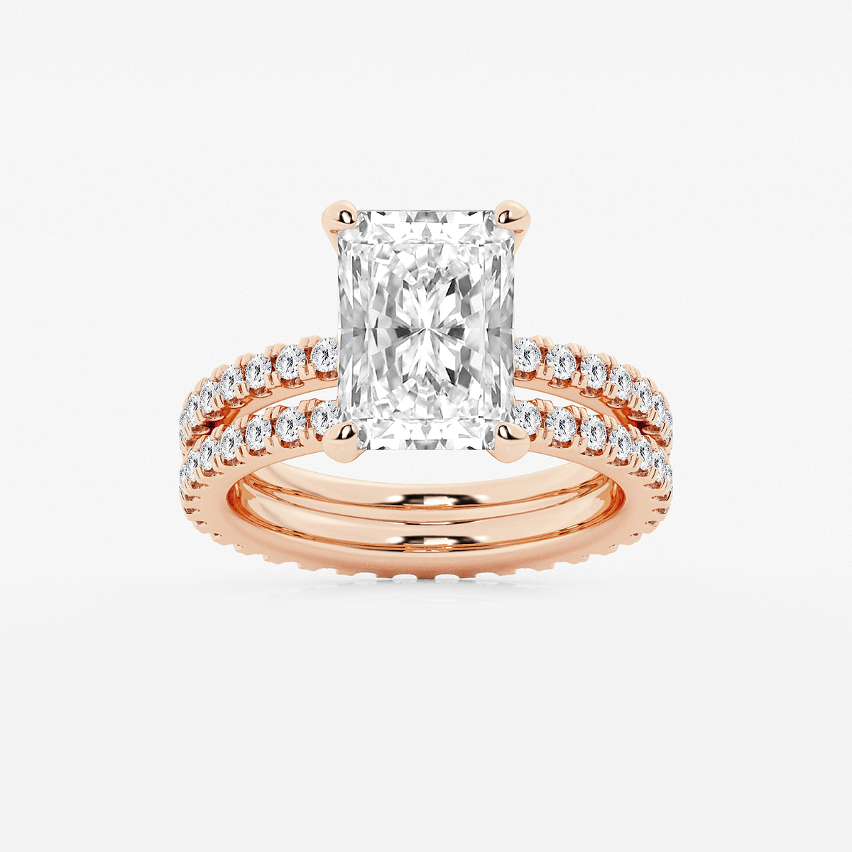5 1/5 ctw Radiant Lab Grown Diamond Split Double Band Eternity Engagement Ring