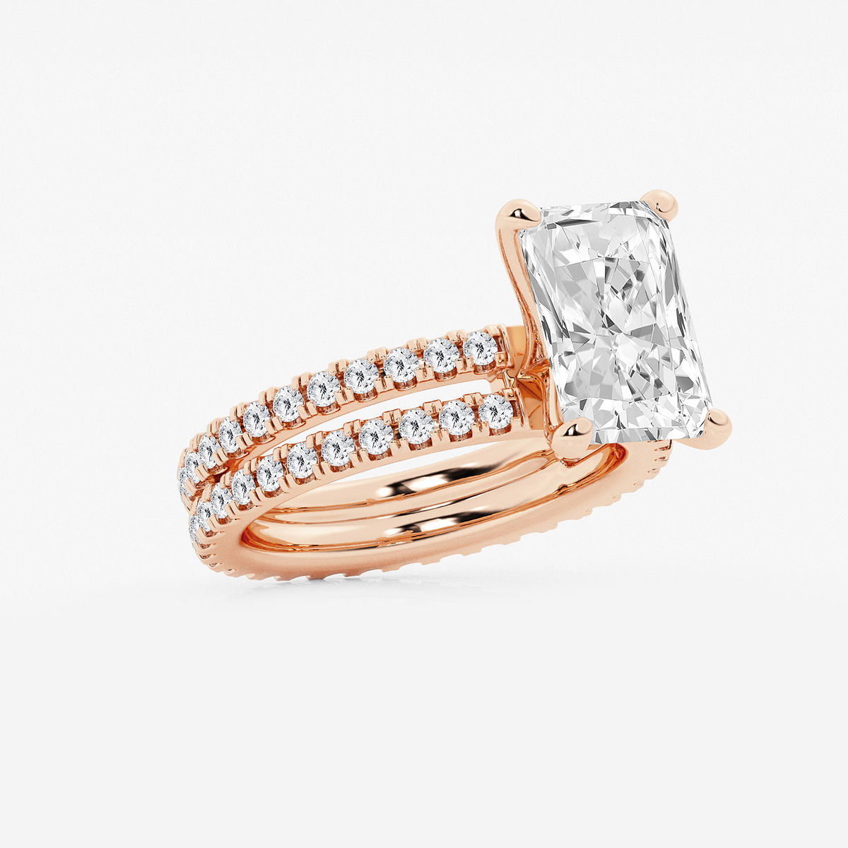 Additional Image 1 for  5 1/5 ctw Radiant Lab Grown Diamond Split Double Band Eternity Engagement Ring