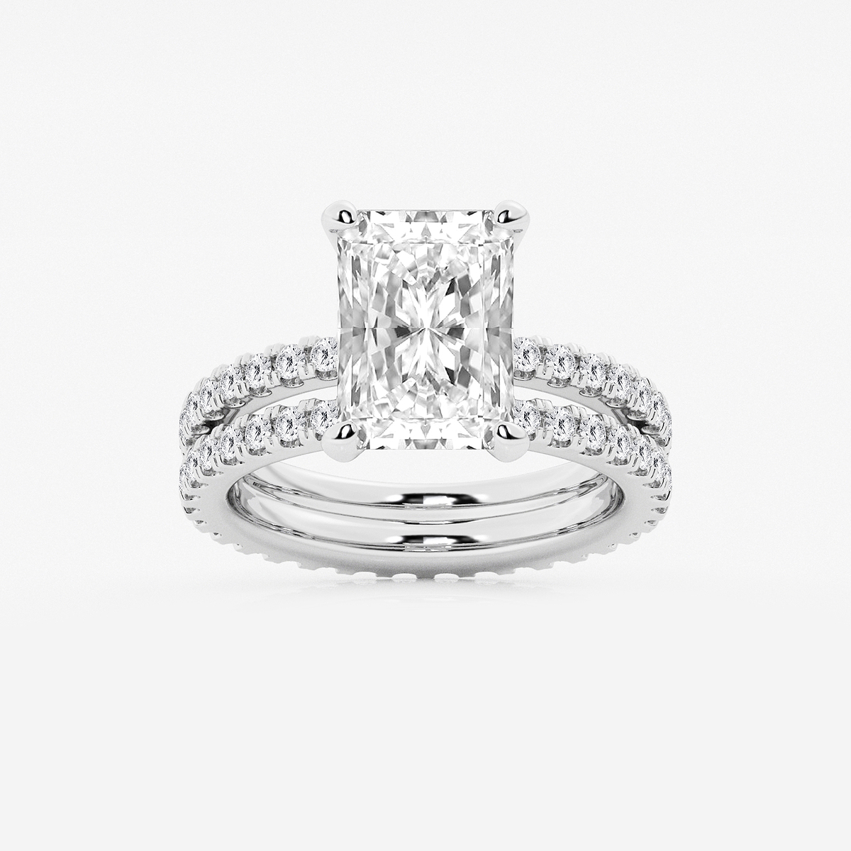 5 1/5 ctw Radiant Lab Grown Diamond Split Double Band Eternity Engagement Ring