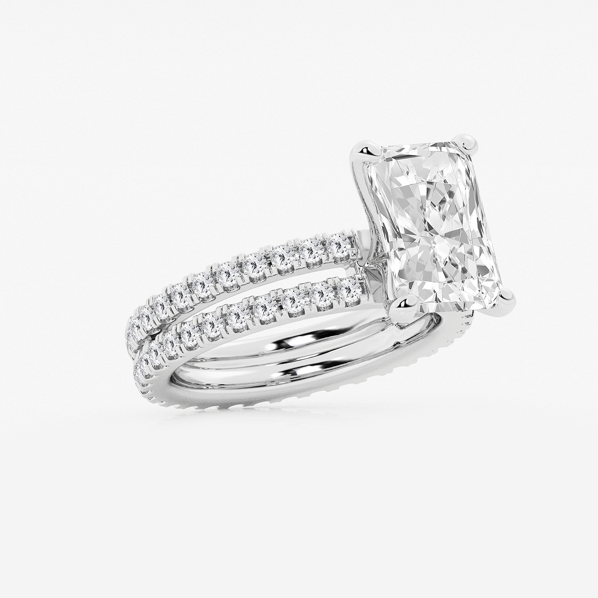 Additional Image 1 for  5 1/5 ctw Radiant Lab Grown Diamond Split Double Band Eternity Engagement Ring