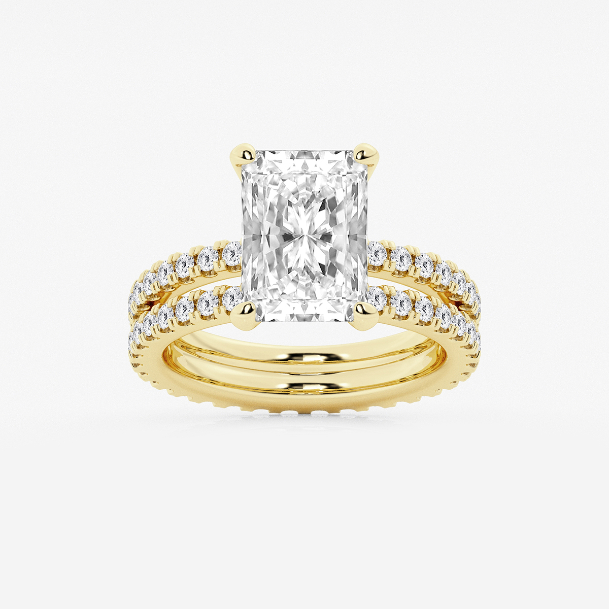 5 1/5 ctw Radiant Lab Grown Diamond Split Double Band Eternity Engagement Ring