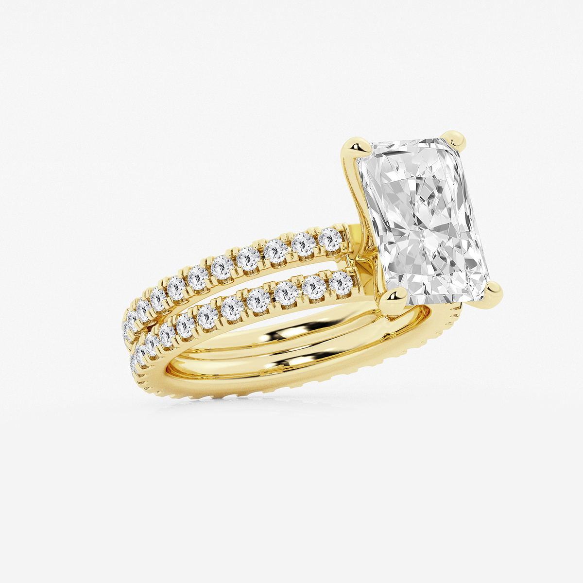 Additional Image 1 for  5 1/5 ctw Radiant Lab Grown Diamond Split Double Band Eternity Engagement Ring