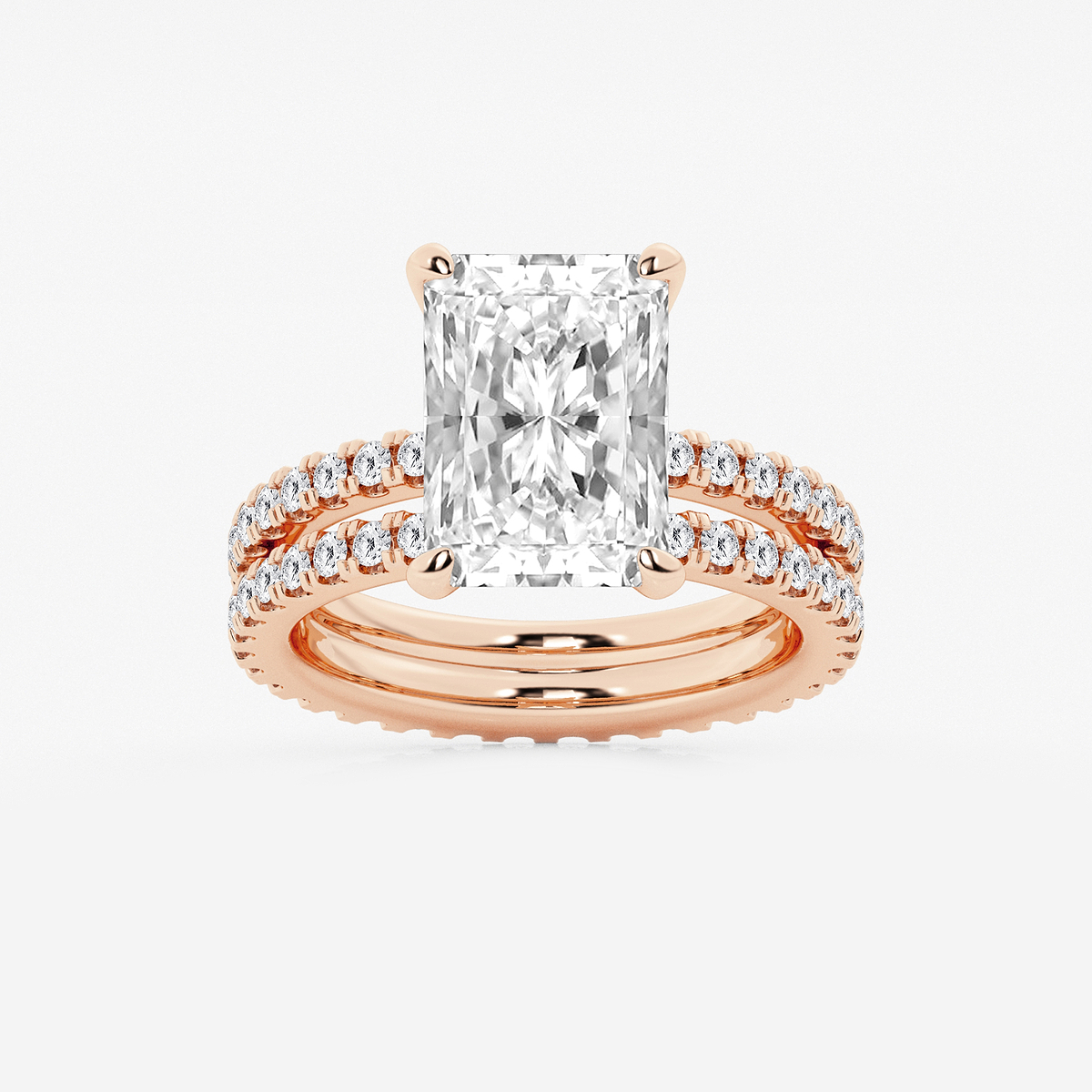 6 1/5 ctw Radiant Lab Grown Diamond Split Double Band Eternity Engagement Ring