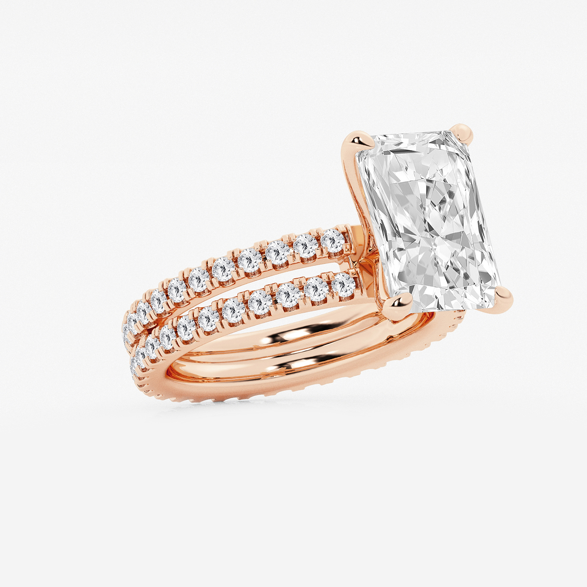 Additional Image 1 for  6 1/5 ctw Radiant Lab Grown Diamond Split Double Band Eternity Engagement Ring