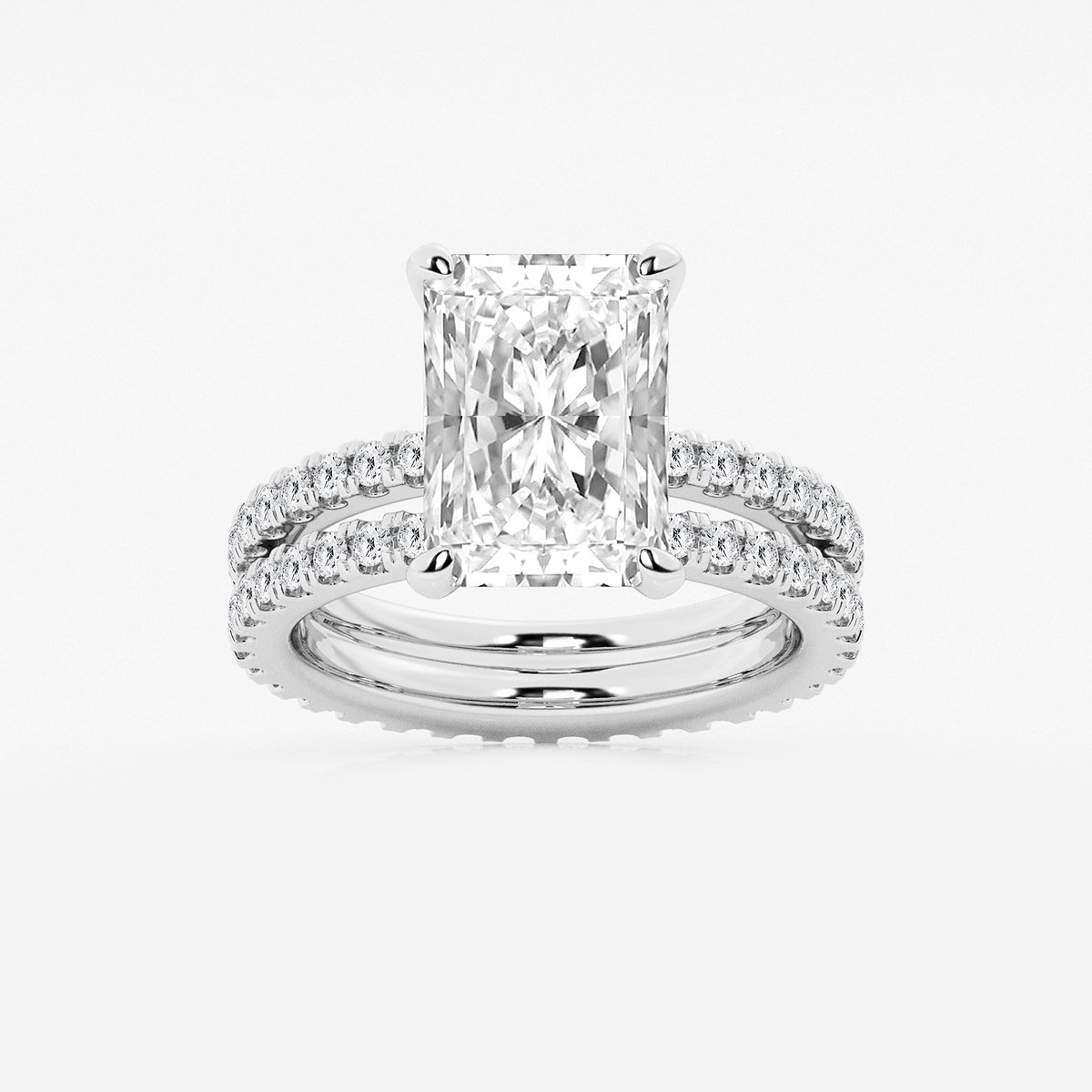 6 1/5 ctw Radiant Lab Grown Diamond Split Double Band Eternity Engagement Ring