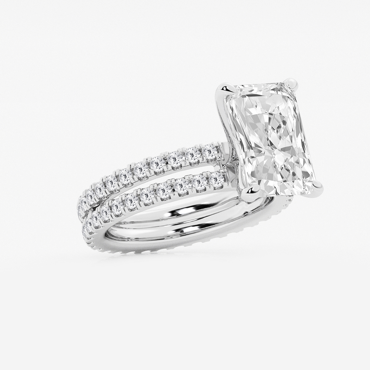 Additional Image 1 for  6 1/5 ctw Radiant Lab Grown Diamond Split Double Band Eternity Engagement Ring