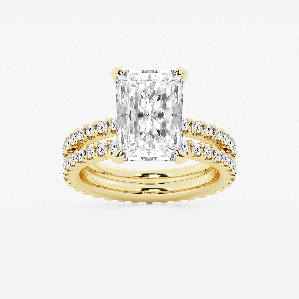 6 1/5 ctw Radiant Lab Grown Diamond Split Double Band Eternity Engagement Ring
