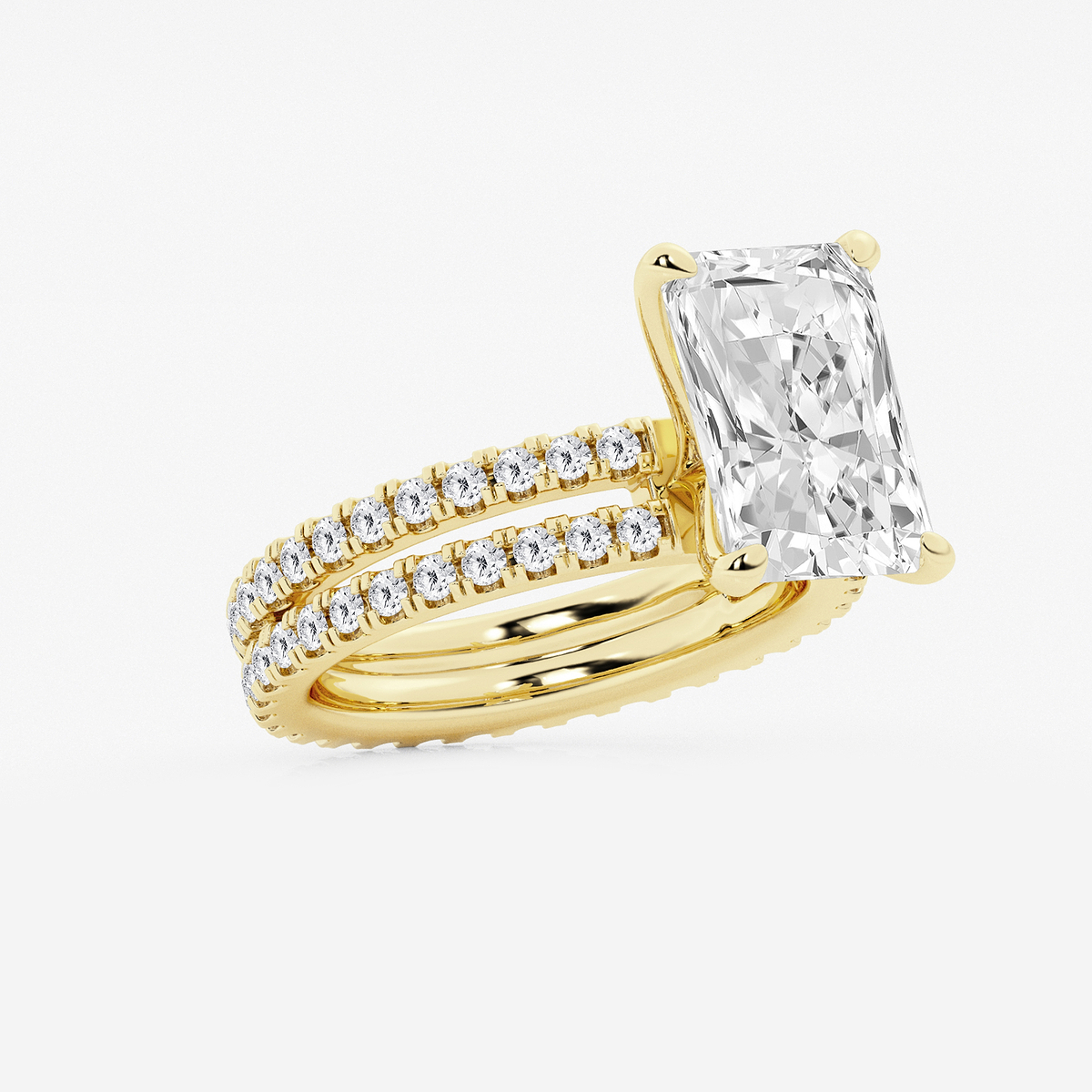 Additional Image 1 for  6 1/5 ctw Radiant Lab Grown Diamond Split Double Band Eternity Engagement Ring