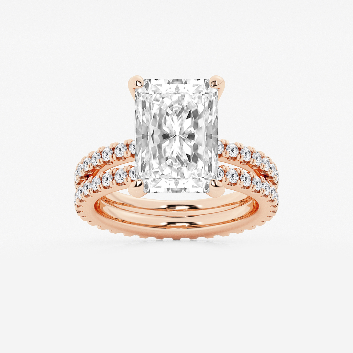 7 1/5 ctw Radiant Lab Grown Diamond Split Double Band Eternity Engagement Ring