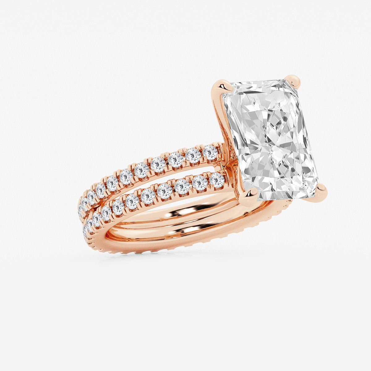 Additional Image 1 for  7 1/5 ctw Radiant Lab Grown Diamond Split Double Band Eternity Engagement Ring