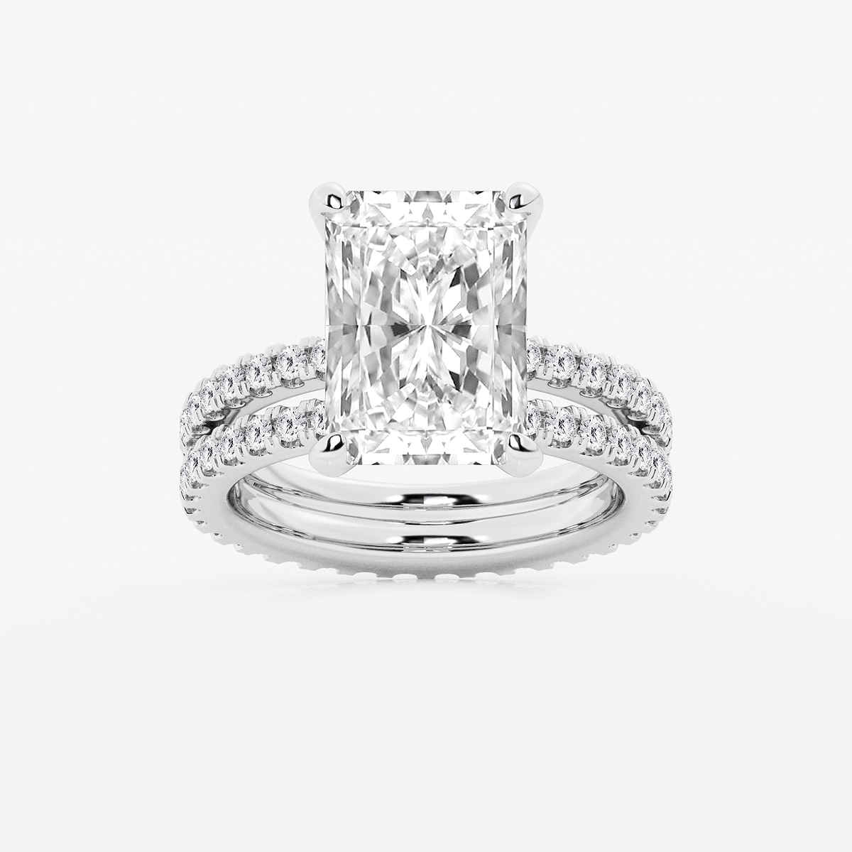 7 1/5 ctw Radiant Lab Grown Diamond Split Double Band Eternity Engagement Ring