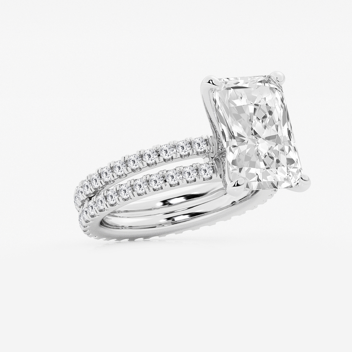 Additional Image 1 for  7 1/5 ctw Radiant Lab Grown Diamond Split Double Band Eternity Engagement Ring