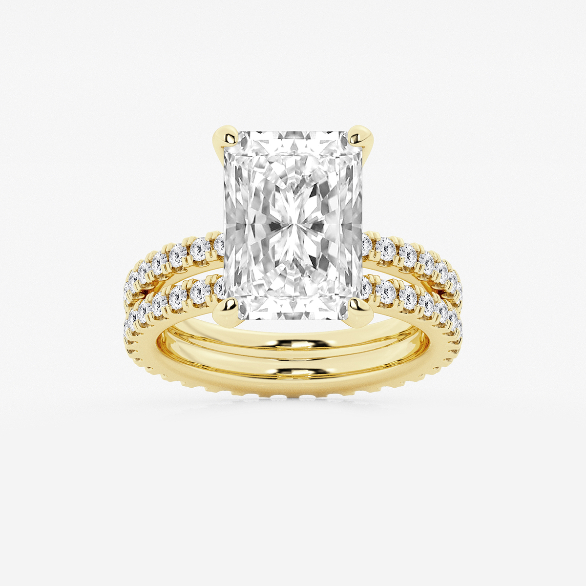 7 1/5 ctw Radiant Lab Grown Diamond Split Double Band Eternity Engagement Ring