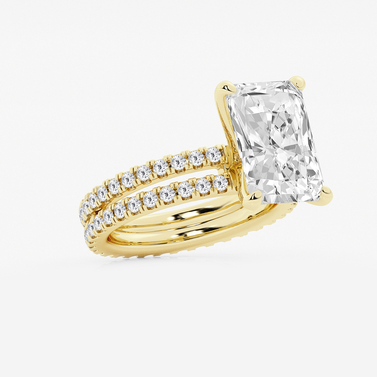 Additional Image 1 for  7 1/5 ctw Radiant Lab Grown Diamond Split Double Band Eternity Engagement Ring