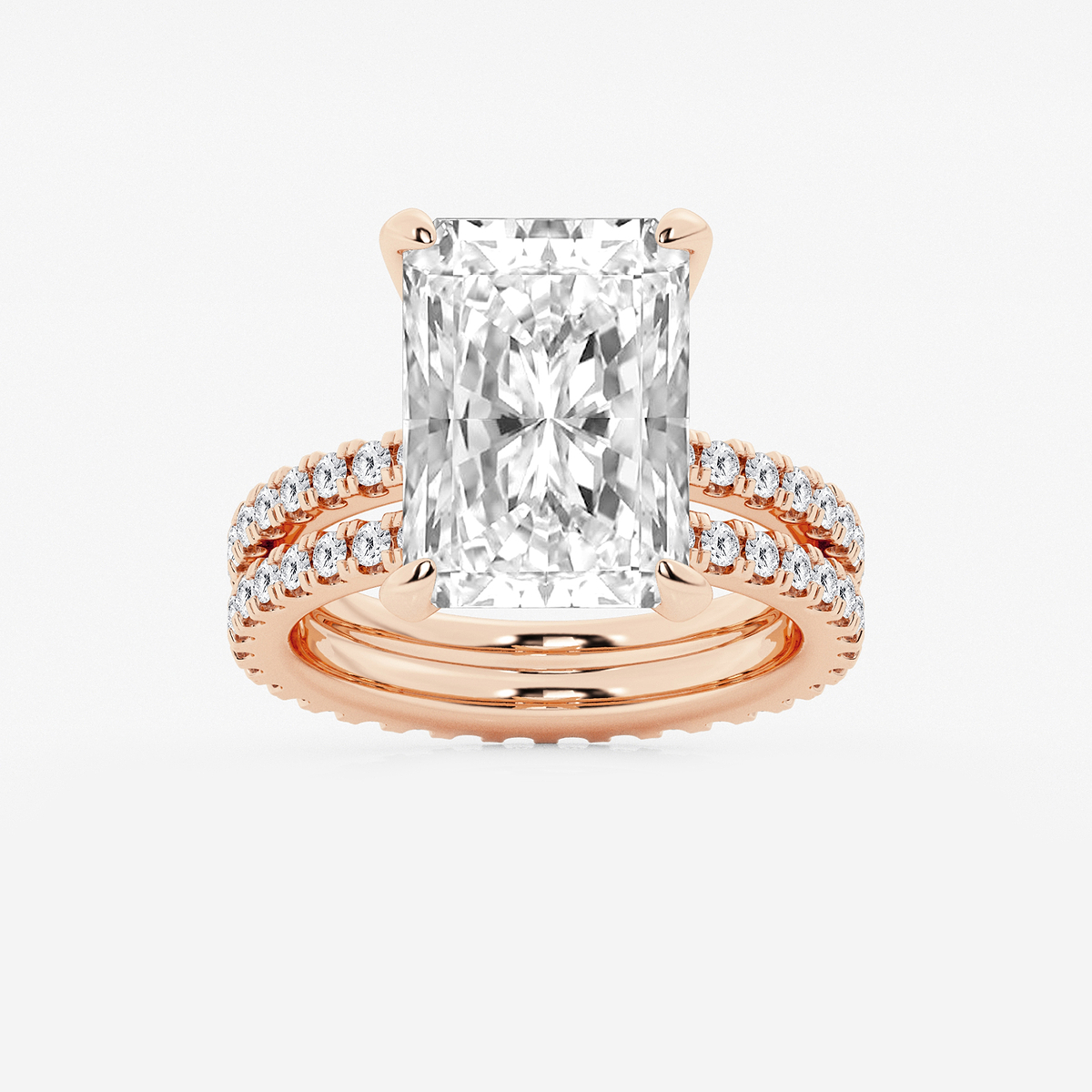 9 1/5 ctw Radiant Lab Grown Diamond Split Double Band Eternity Engagement Ring
